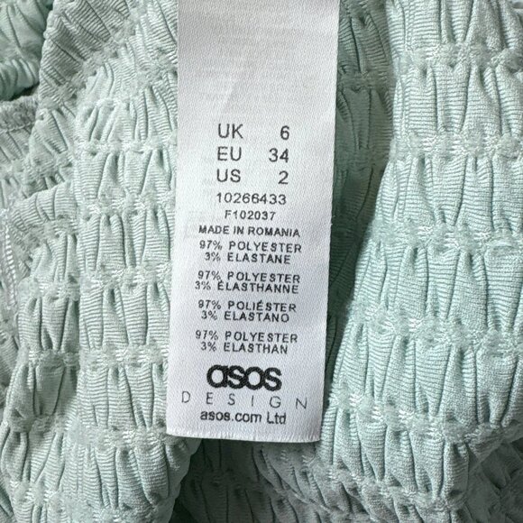 ASOS Seersucker Textured Sleeve Wide Leg Jumpsuit Seafoam Sage Green Size US 2 - Picture 9 of 9